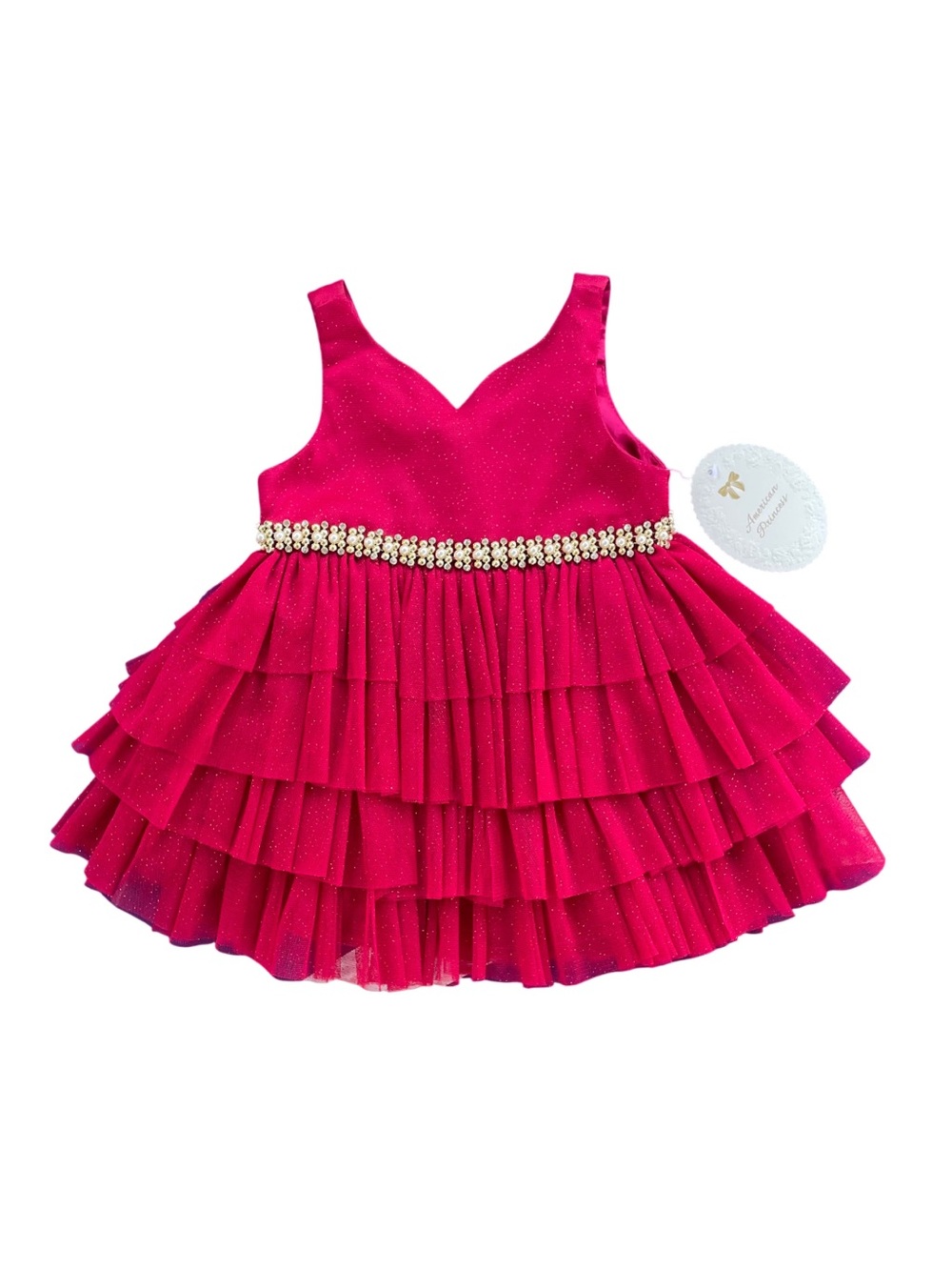 American Princess Fuchsia Tiered Tulle Party Dress Set 24M